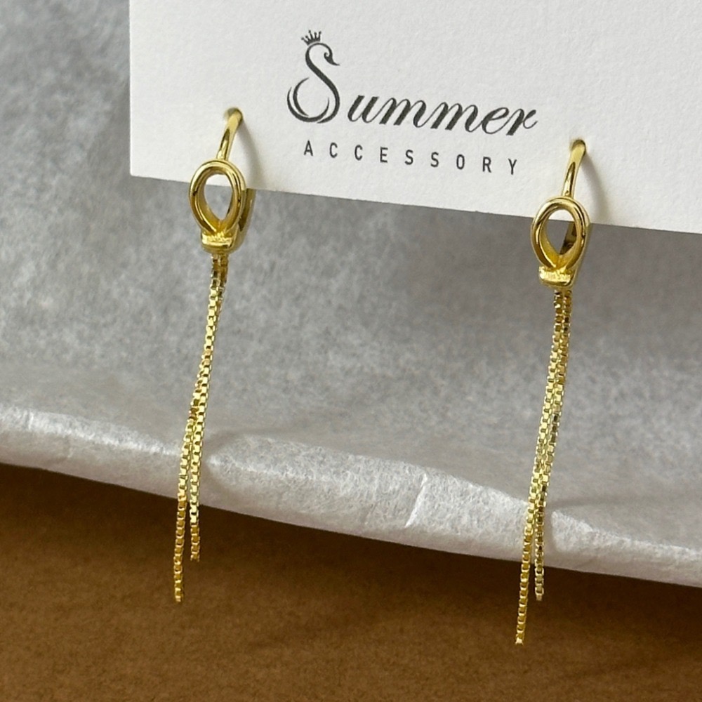 SUMMER 銀飾💫［925純銀］簡約流線耳環 易扣式 修飾小V臉 流蘇耳扣耳環 純銀耳環 純銀飾品-規格圖9