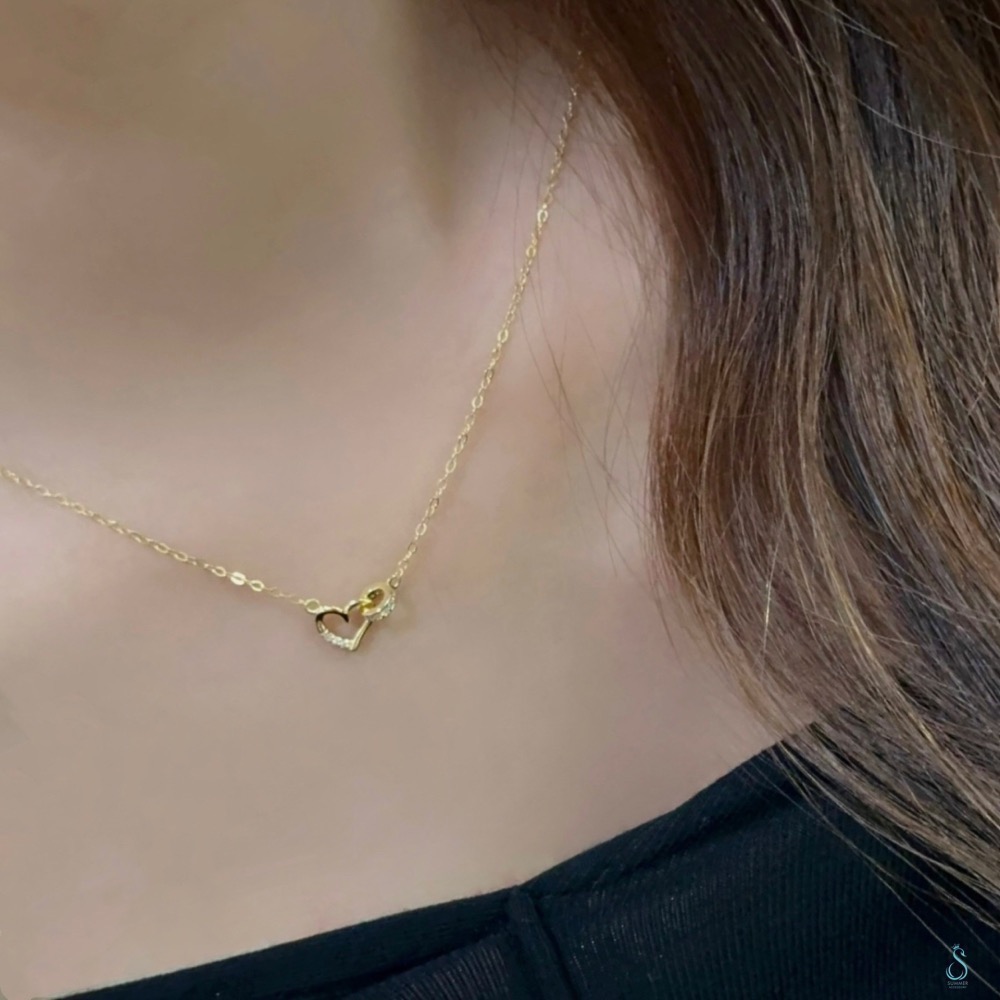 SUMMER韓 銀飾💫［925純銀］My Heart & Yours心動鎖骨項鏈 愛心項鏈 正韓 純銀項鏈-細節圖5