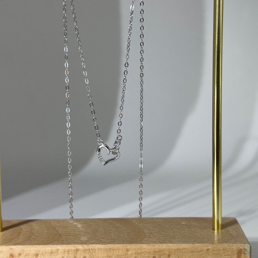 SUMMER韓 銀飾💫［925純銀］My Heart & Yours心動鎖骨項鏈 愛心項鏈 正韓 純銀項鏈-細節圖6