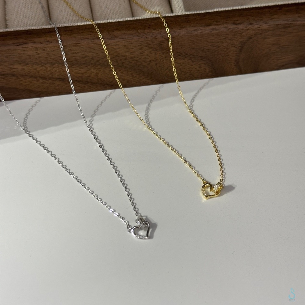 SUMMER韓 銀飾💫［925純銀］My Heart & Yours心動鎖骨項鏈 愛心項鏈 正韓 純銀項鏈-細節圖7