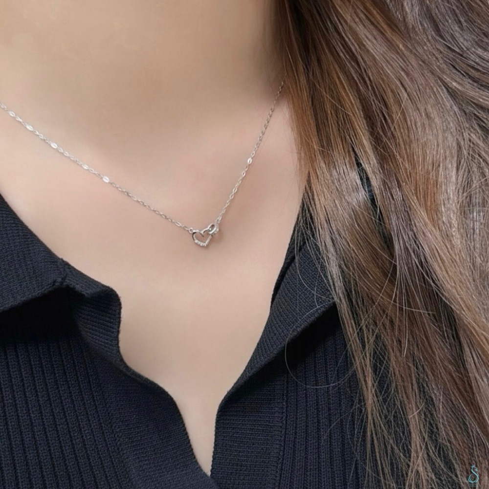 SUMMER韓 銀飾💫［925純銀］My Heart & Yours心動鎖骨項鏈 愛心項鏈 正韓 純銀項鏈-細節圖8