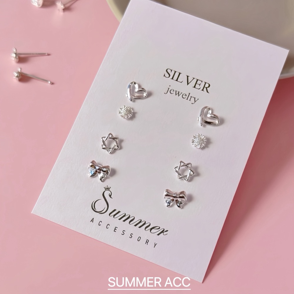 SUMMER 銀飾💫［999足銀］多款迷你養耳耳環 洗澡睡覺不用摘 蝴蝶結 愛心 星星 雛菊花 純銀耳環 純銀飾品-細節圖5