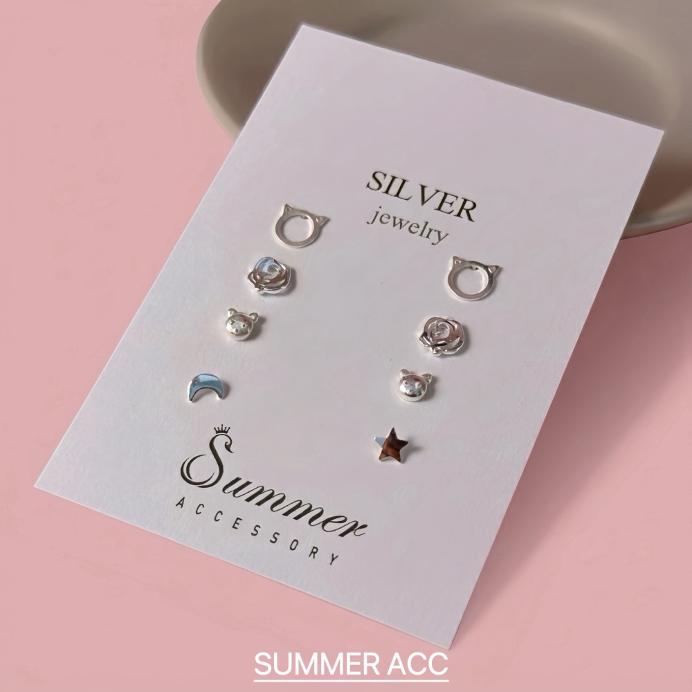 SUMMER 銀飾💫［999足銀］多款迷你養耳耳環 洗澡睡覺不用摘 蝴蝶結 愛心 星星 雛菊花 純銀耳環 純銀飾品-細節圖6