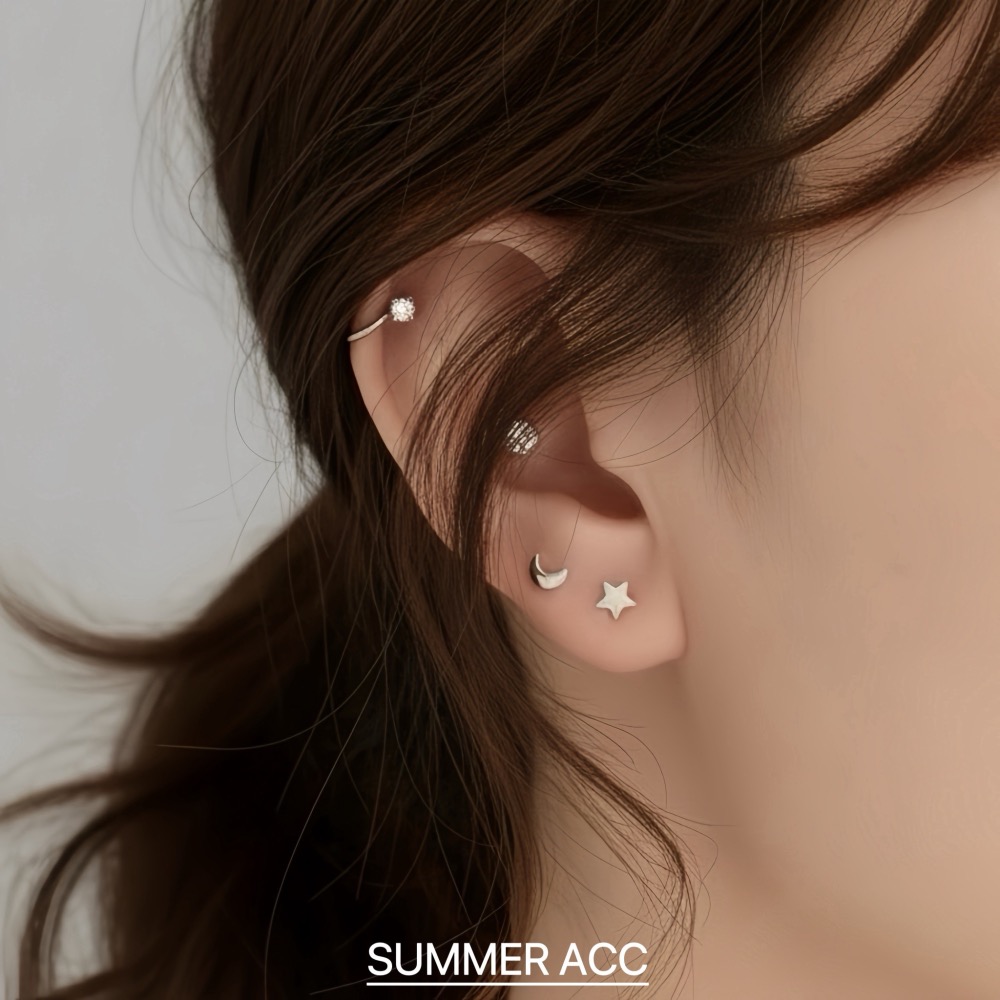 SUMMER 銀飾💫［999足銀］多款迷你養耳耳環 洗澡睡覺不用摘 蝴蝶結 愛心 星星 雛菊花 純銀耳環 純銀飾品-細節圖9