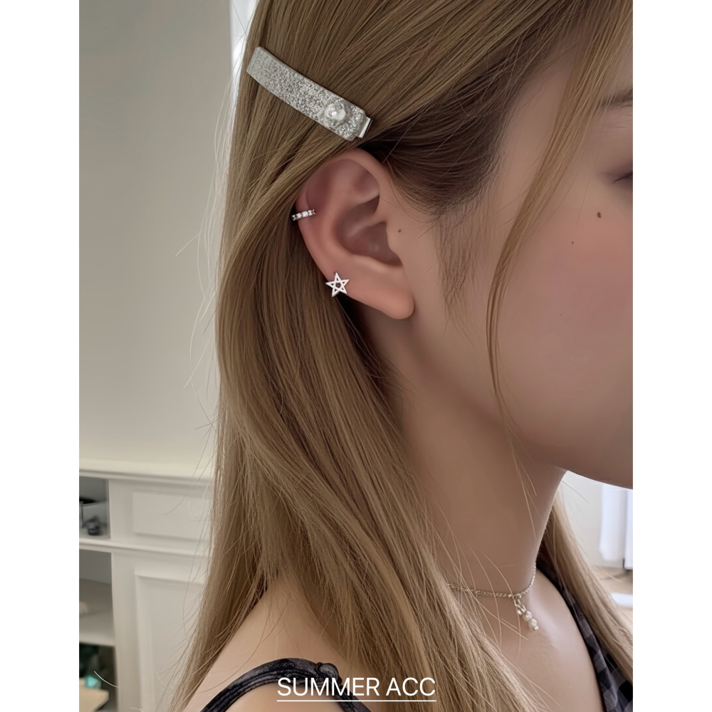 SUMMER韓 銀飾💫［925純銀］韓系鏤空五角星耳環 ⭐️星星耳扣耳環 正韓 迷你貼耳 耳骨環 純銀耳環-細節圖7
