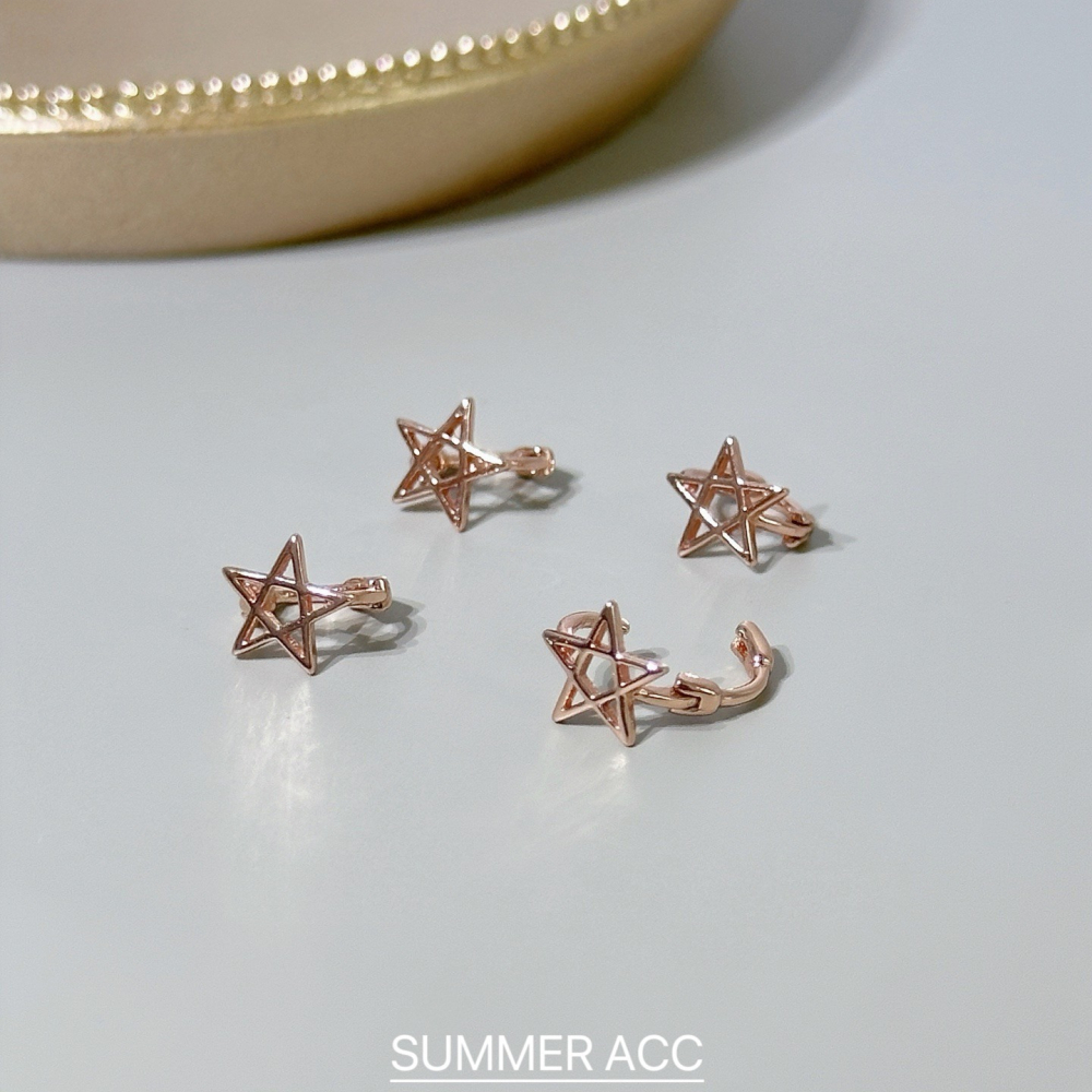 SUMMER韓 銀飾💫［925純銀］韓系鏤空五角星耳環 ⭐️星星耳扣耳環 正韓 迷你貼耳 耳骨環 純銀耳環-細節圖9