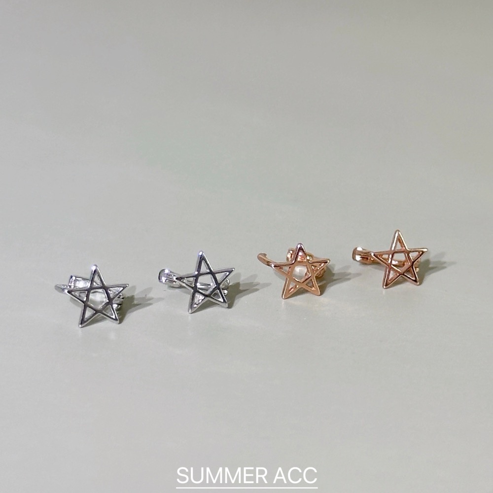 SUMMER韓 銀飾💫［925純銀］韓系鏤空五角星耳環 ⭐️星星耳扣耳環 正韓 迷你貼耳 耳骨環 純銀耳環-細節圖2