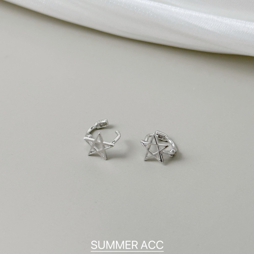SUMMER韓 銀飾💫［925純銀］韓系鏤空五角星耳環 ⭐️星星耳扣耳環 正韓 迷你貼耳 耳骨環 純銀耳環-規格圖9