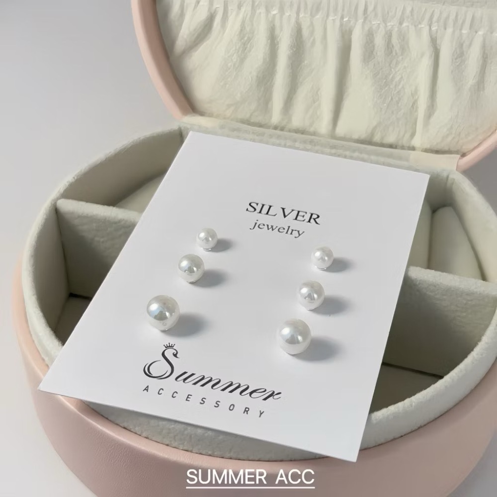 SUMMER韓 銀飾💫［999足銀］日本進口奶白貝珠 高光亮澤 珍珠耳環 轉珠耳環 正韓 鎖珠式耳環 純銀耳環-細節圖6