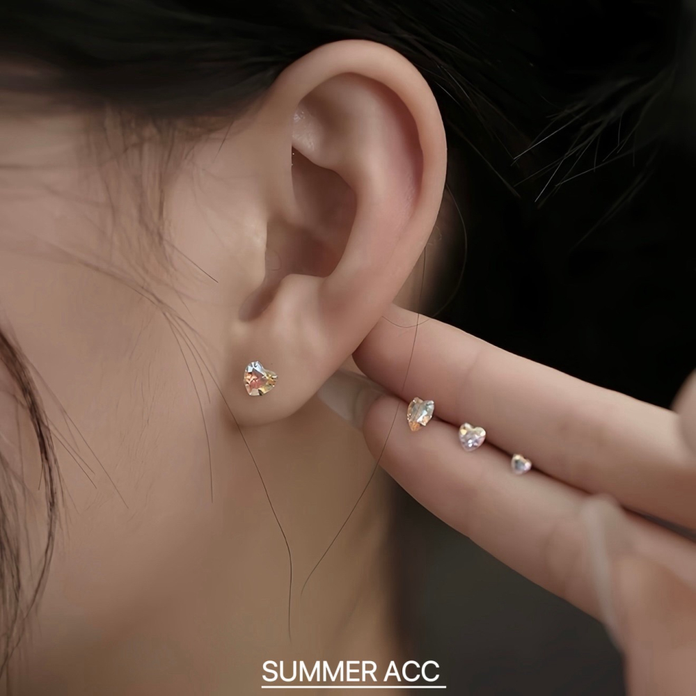 SUMMER 銀飾💫［999足銀］煥采愛心轉珠耳環 可佩戴洗澡睡覺 養耳防過敏 愛心 鎖珠式耳環 純銀耳環-細節圖2