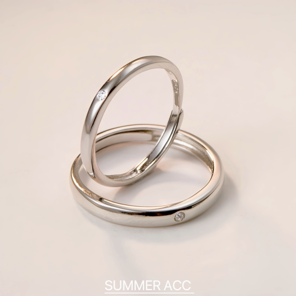 SUMMER 銀飾💫［925純銀］唯一真愛❤️ 情侶對戒 簡約設計 純銀戒指 鑽戒 情人節 婚戒 純銀飾品-細節圖2