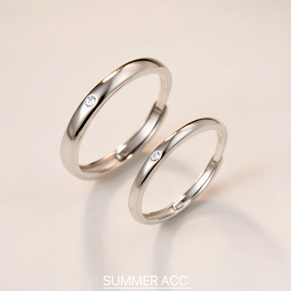 SUMMER 銀飾💫［925純銀］唯一真愛❤️ 情侶對戒 簡約設計 純銀戒指 鑽戒 情人節 婚戒 純銀飾品-細節圖4