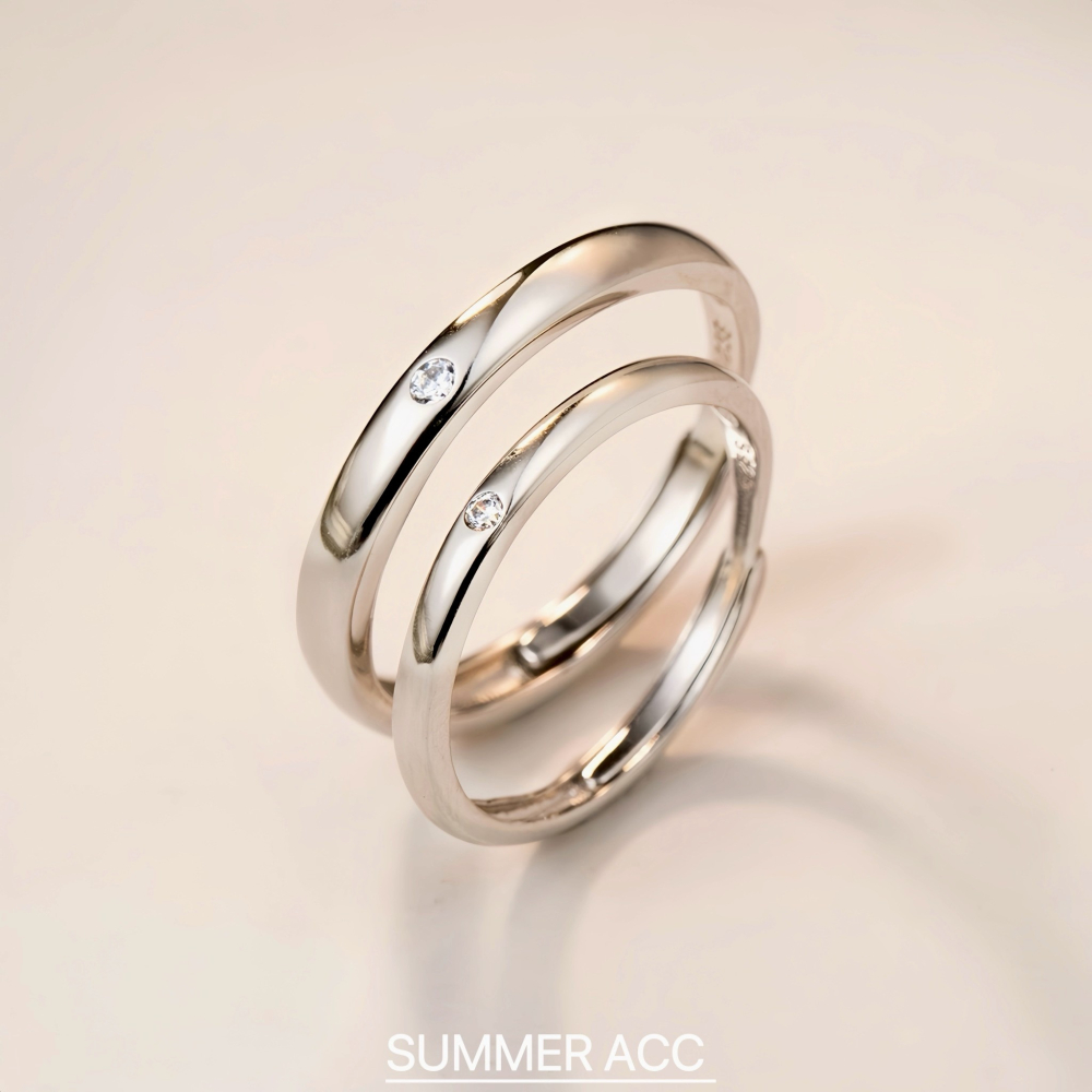 SUMMER 銀飾💫［925純銀］唯一真愛❤️ 情侶對戒 簡約設計 純銀戒指 鑽戒 情人節 婚戒 純銀飾品-細節圖8