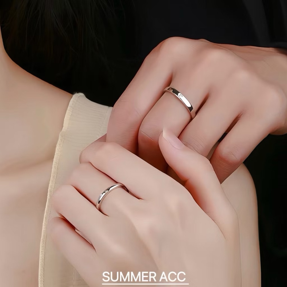 SUMMER 銀飾💫［925純銀］唯一真愛❤️ 情侶對戒 簡約設計 純銀戒指 鑽戒 情人節 婚戒 純銀飾品-細節圖2