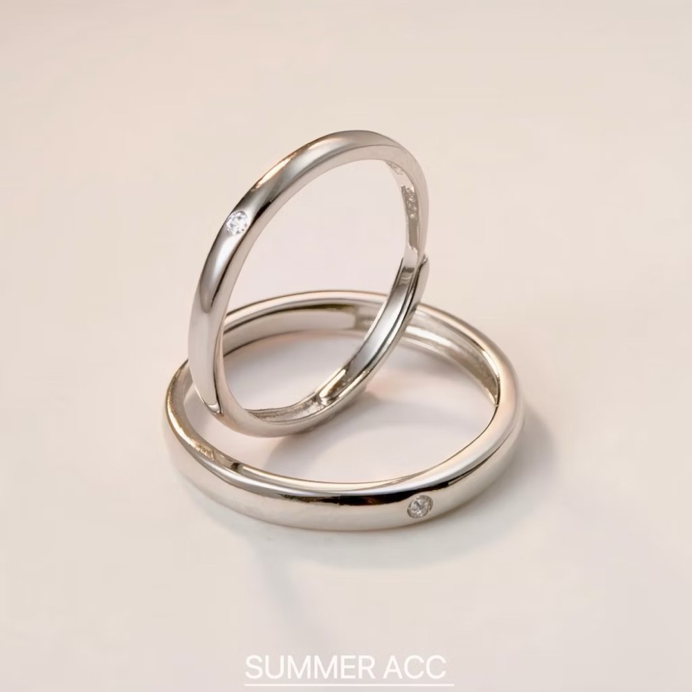 SUMMER 銀飾💫［925純銀］唯一真愛❤️ 情侶對戒 簡約設計 純銀戒指 鑽戒 情人節 婚戒 純銀飾品-細節圖4