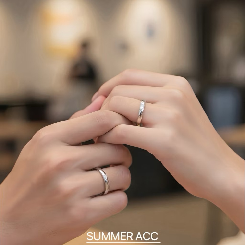 SUMMER 銀飾💫［925純銀］唯一真愛❤️ 情侶對戒 簡約設計 純銀戒指 鑽戒 情人節 婚戒 純銀飾品-細節圖5