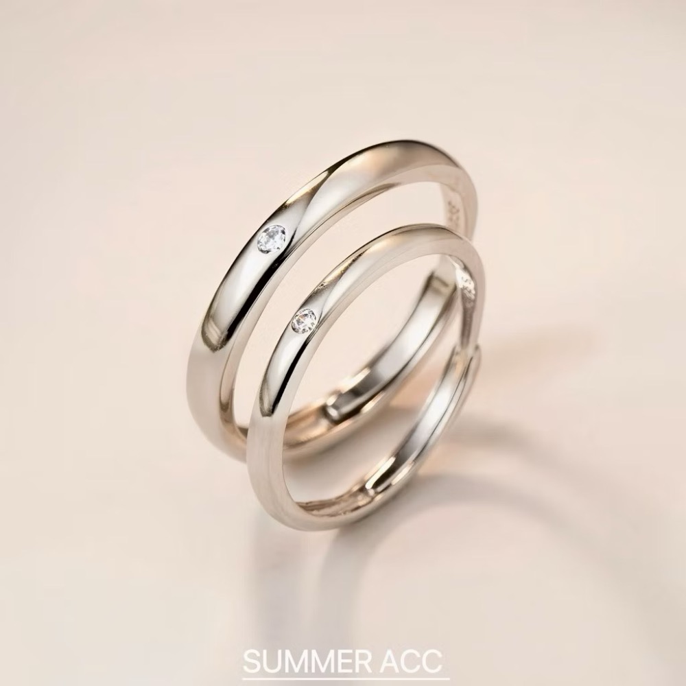 SUMMER 銀飾💫［925純銀］唯一真愛❤️ 情侶對戒 簡約設計 純銀戒指 鑽戒 情人節 婚戒 純銀飾品-細節圖8