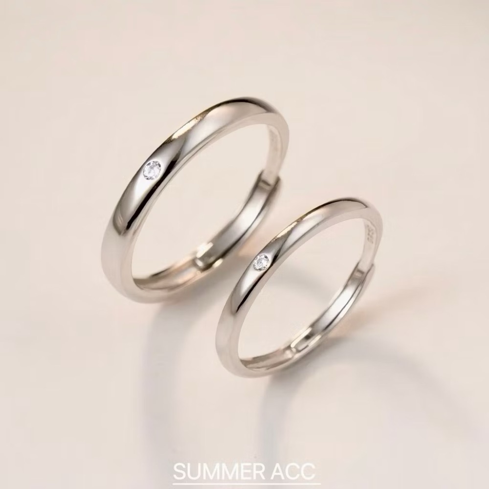 SUMMER 銀飾💫［925純銀］唯一真愛❤️ 情侶對戒 簡約設計 純銀戒指 鑽戒 情人節 婚戒 純銀飾品-細節圖9