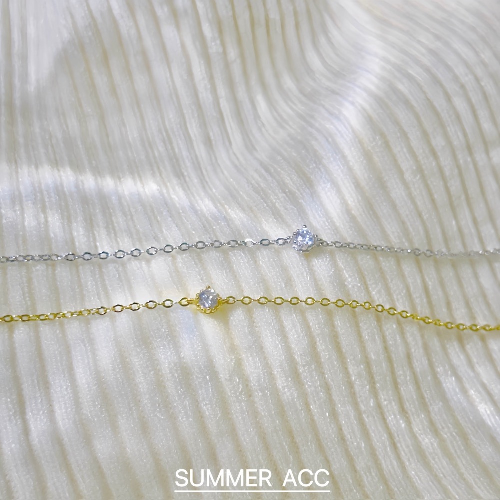 SUMMER韓 銀飾💫［925純銀］極簡 精緻單鑽手鏈 正韓 細手鏈 簡約細緻 純銀手鏈 純銀飾品-細節圖2
