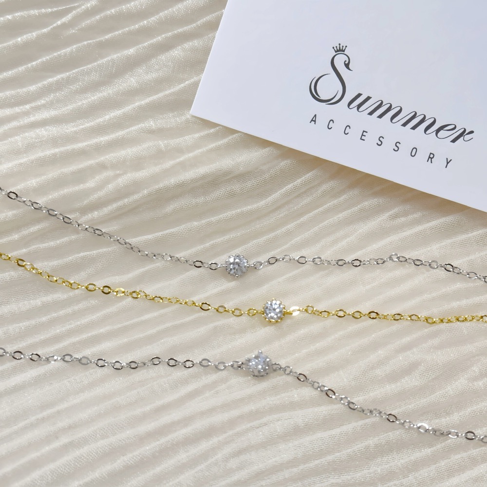 SUMMER韓 銀飾💫［925純銀］極簡 精緻單鑽手鏈 正韓 細手鏈 簡約細緻 純銀手鏈 純銀飾品-細節圖4