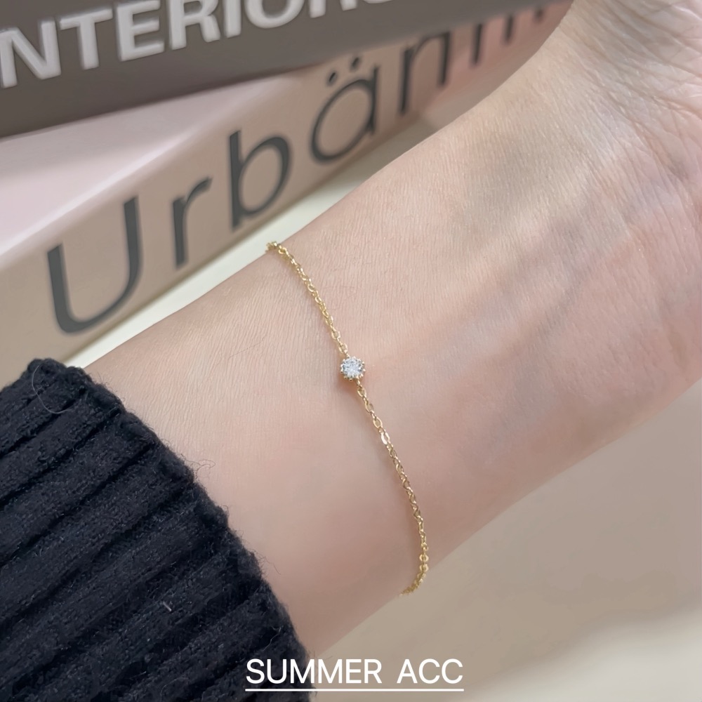 SUMMER韓 銀飾💫［925純銀］極簡 精緻單鑽手鏈 正韓 細手鏈 簡約細緻 純銀手鏈 純銀飾品-細節圖5