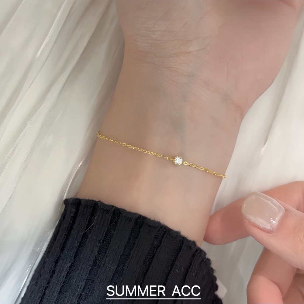 SUMMER韓 銀飾💫［925純銀］極簡 精緻單鑽手鏈 正韓 細手鏈 簡約細緻 純銀手鏈 純銀飾品-細節圖7