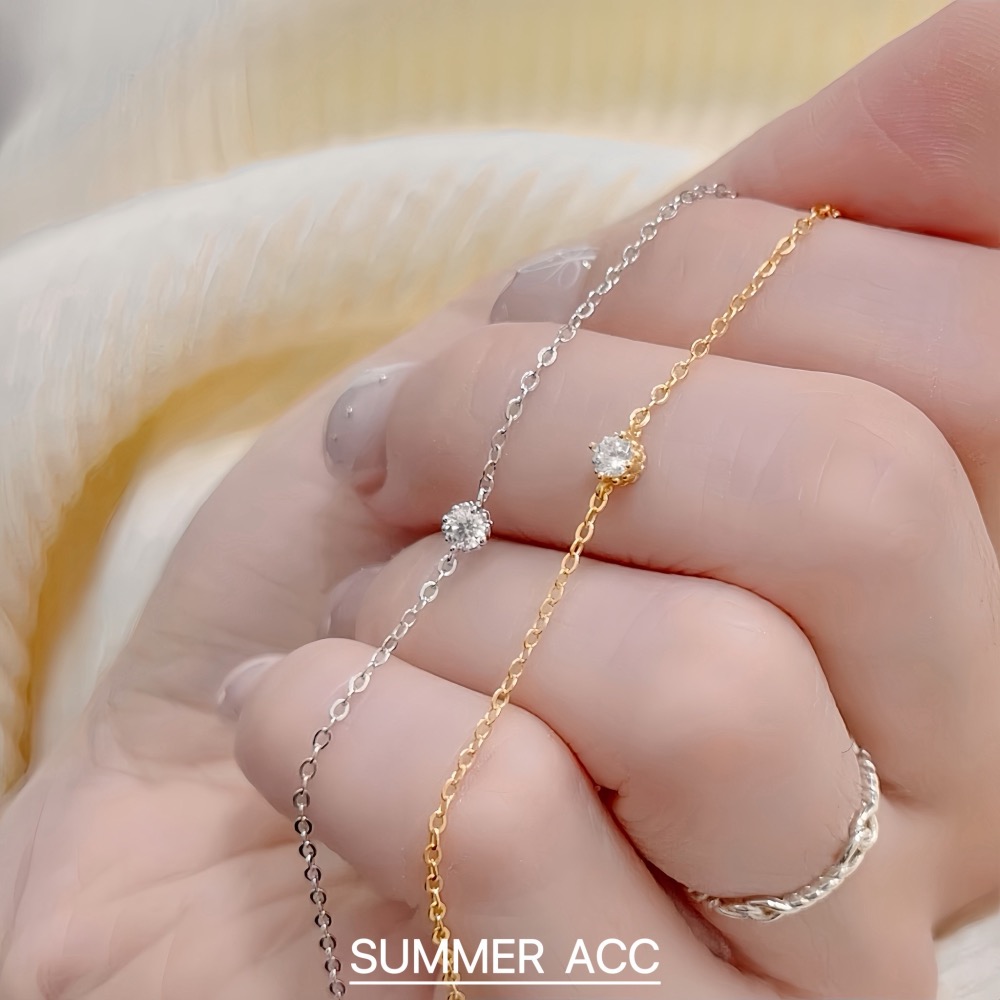 SUMMER韓 銀飾💫［925純銀］極簡 精緻單鑽手鏈 正韓 細手鏈 簡約細緻 純銀手鏈 純銀飾品-細節圖8