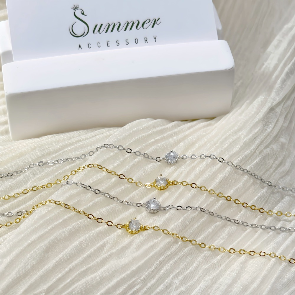 SUMMER韓 銀飾💫［925純銀］極簡 精緻單鑽手鏈 正韓 細手鏈 簡約細緻 純銀手鏈 純銀飾品-細節圖9