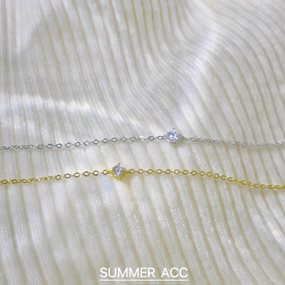 SUMMER韓 銀飾💫［925純銀］極簡 精緻單鑽手鏈 正韓 細手鏈 簡約細緻 純銀手鏈 純銀飾品-細節圖2