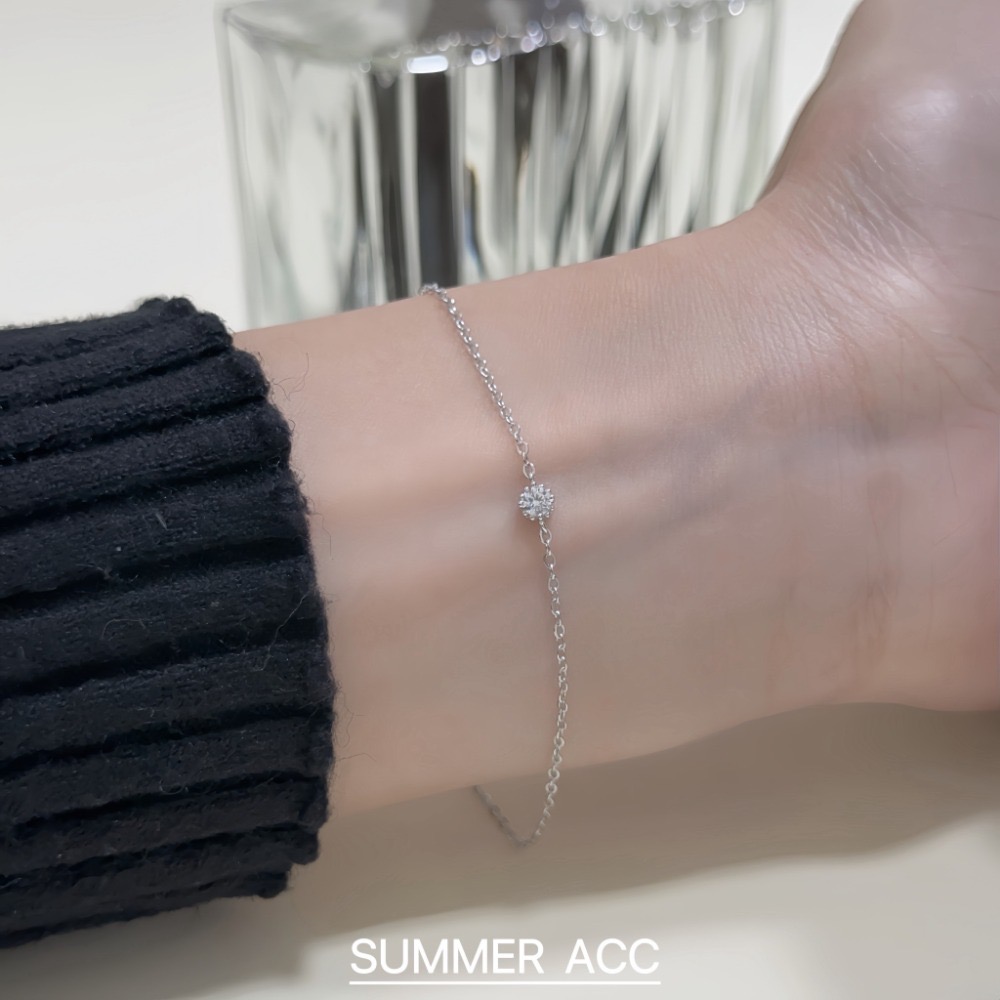 SUMMER韓 銀飾💫［925純銀］極簡 精緻單鑽手鏈 正韓 細手鏈 簡約細緻 純銀手鏈 純銀飾品-規格圖9