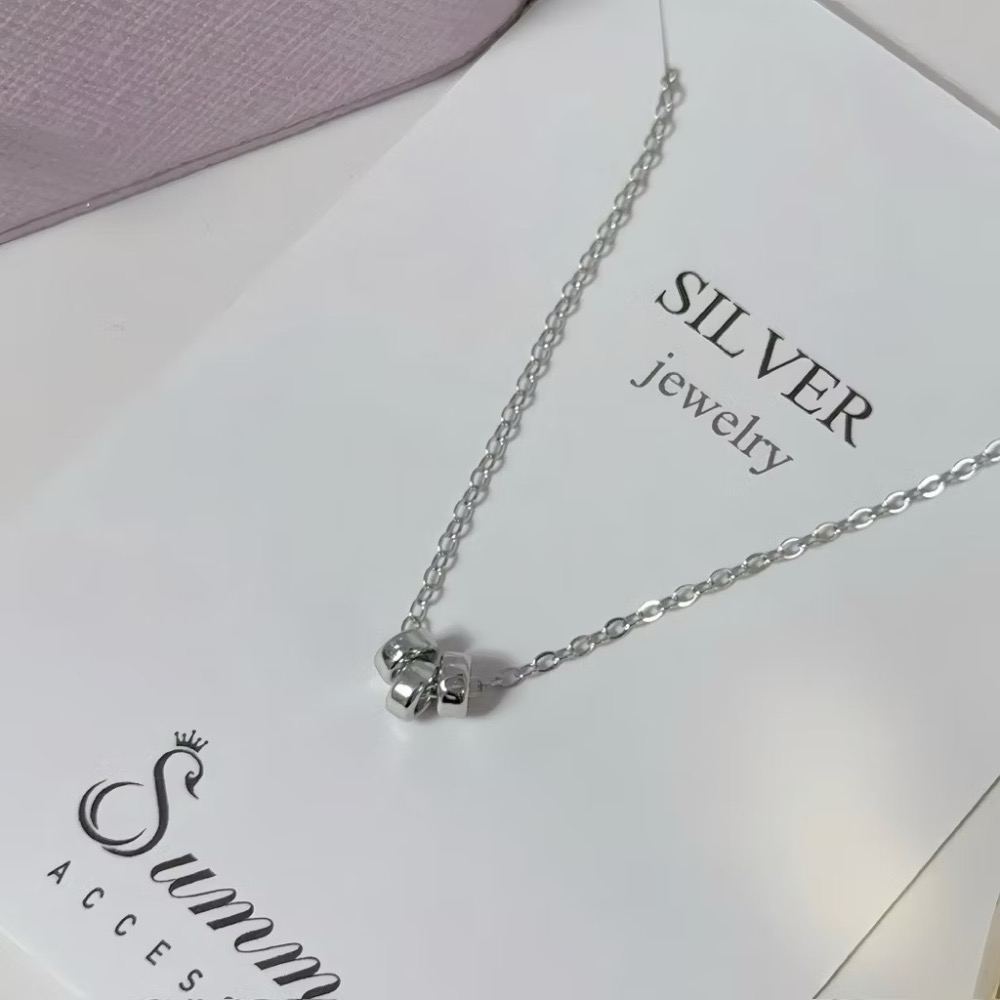 SUMMER韓 銀飾💫［925純銀］拾光・三環純銀項鍊 正韓 鎖骨項鏈 百搭簡約純銀飾品-細節圖2