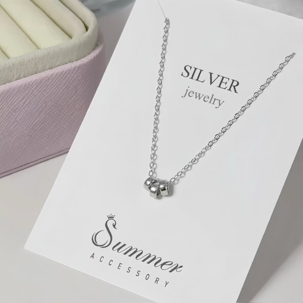 SUMMER韓 銀飾💫［925純銀］拾光・三環純銀項鍊 正韓 鎖骨項鏈 百搭簡約純銀飾品-細節圖5