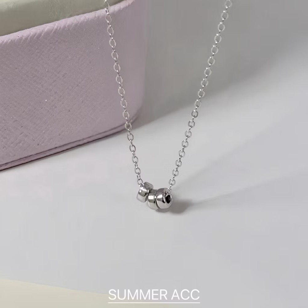 SUMMER韓 銀飾💫［925純銀］拾光・三環純銀項鍊 正韓 鎖骨項鏈 百搭簡約純銀飾品-細節圖9