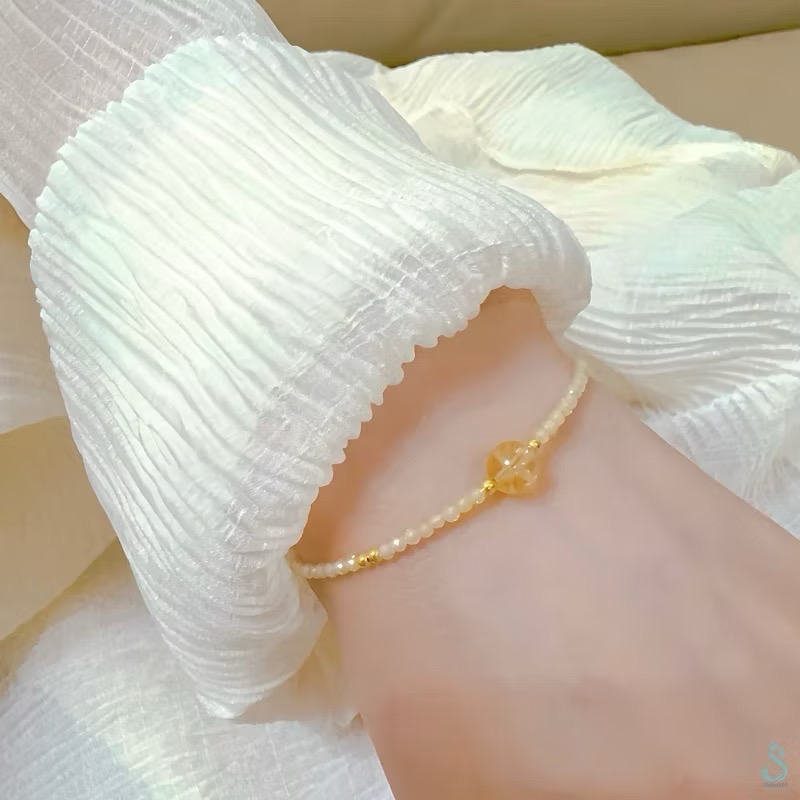 SUMMER 銀飾💫［S925純銀］招財/助業/幸福愛情 幸運石 天然晶石能量手作手鏈 純銀手鏈 紫水晶 草莓晶 黃水-細節圖9