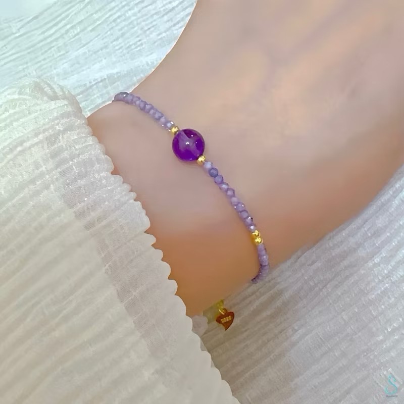 SUMMER 銀飾💫［S925純銀］招財/助業/幸福愛情 幸運石 天然晶石能量手作手鏈 純銀手鏈 紫水晶 草莓晶 黃水-規格圖9
