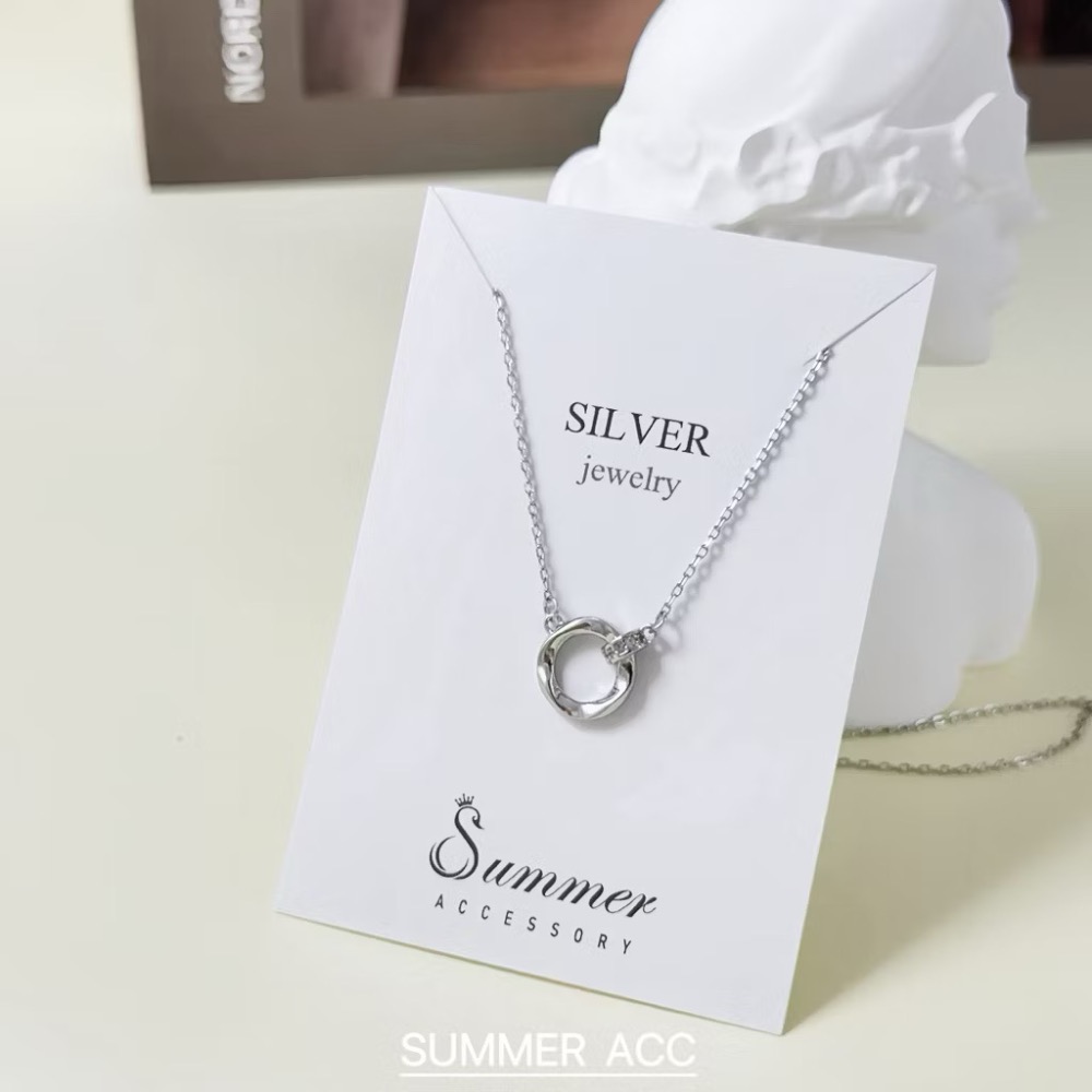 SUMMER韓 銀飾💫［925純銀］純粹日常 / 微光圈項鏈 正韓 鎖骨鏈 純銀項鍊 純銀飾品-細節圖2
