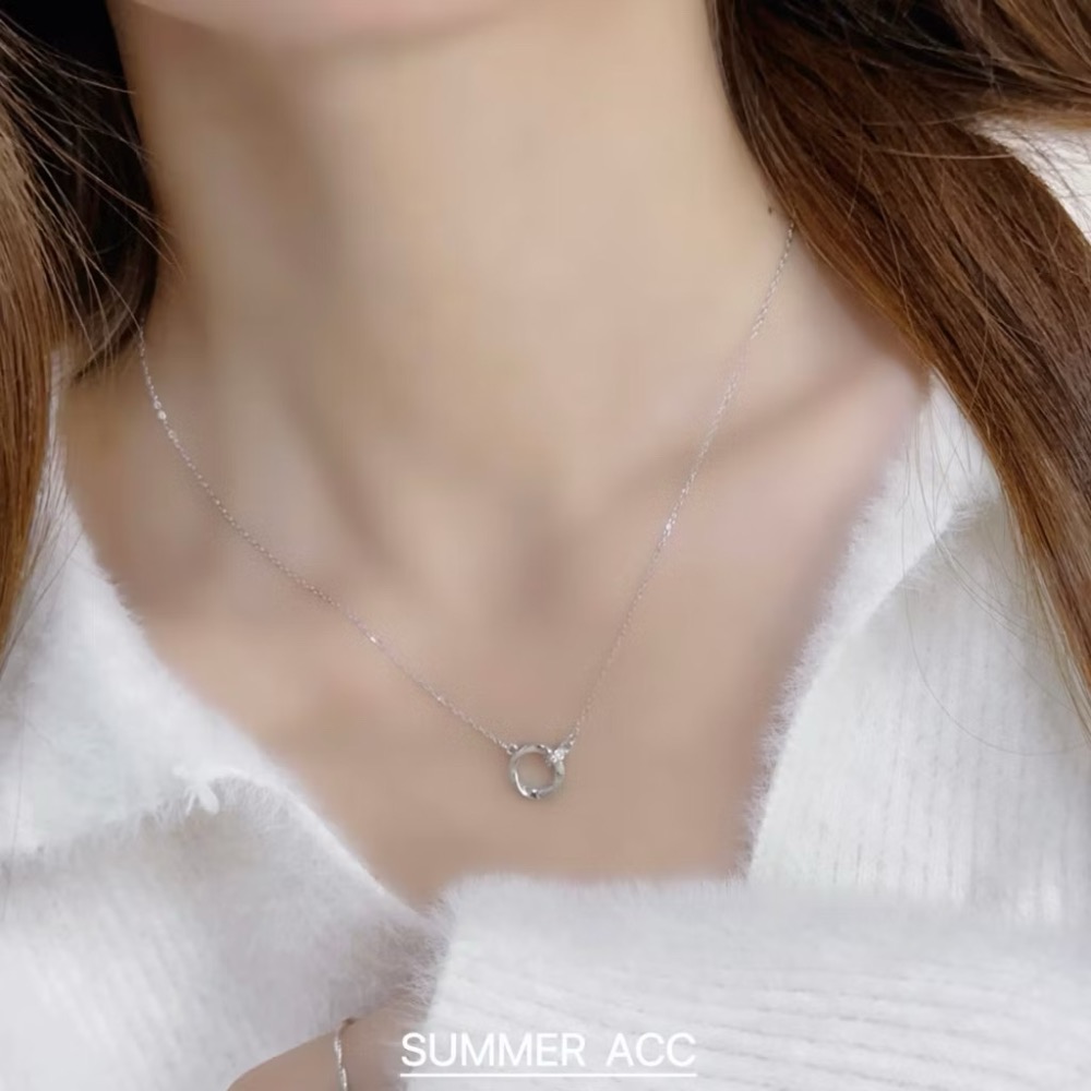 SUMMER韓 銀飾💫［925純銀］純粹日常 / 微光圈項鏈 正韓 鎖骨鏈 純銀項鍊 純銀飾品-細節圖5
