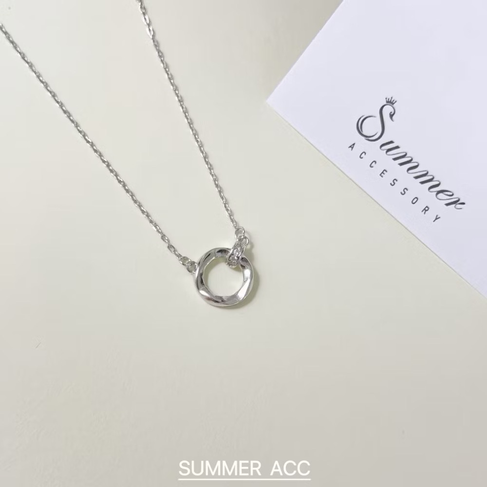 SUMMER韓 銀飾💫［925純銀］純粹日常 / 微光圈項鏈 正韓 鎖骨鏈 純銀項鍊 純銀飾品-細節圖6
