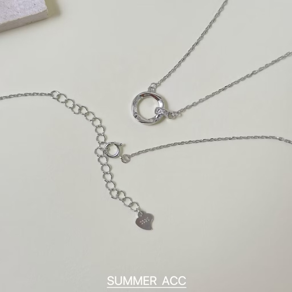 SUMMER韓 銀飾💫［925純銀］純粹日常 / 微光圈項鏈 正韓 鎖骨鏈 純銀項鍊 純銀飾品-細節圖7