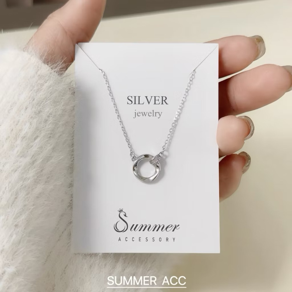 SUMMER韓 銀飾💫［925純銀］純粹日常 / 微光圈項鏈 正韓 鎖骨鏈 純銀項鍊 純銀飾品-細節圖8