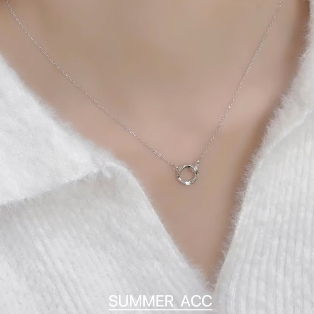 SUMMER韓 銀飾💫［925純銀］純粹日常 / 微光圈項鏈 正韓 鎖骨鏈 純銀項鍊 純銀飾品-細節圖9
