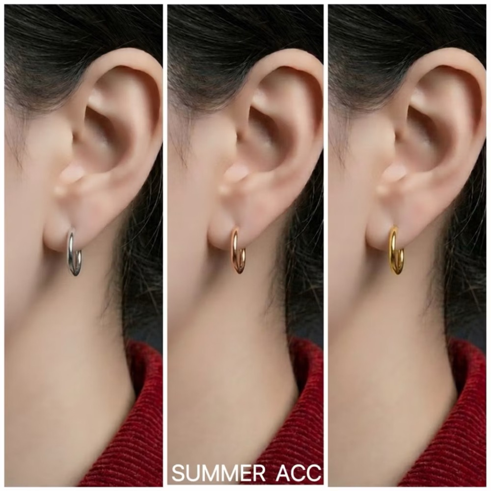 SUMMER韓 銀飾💫［925純銀］簡約矩形耳扣 很百搭 易扣式耳環 圈圈耳環 正韓 純銀耳環 純銀飾品-細節圖2