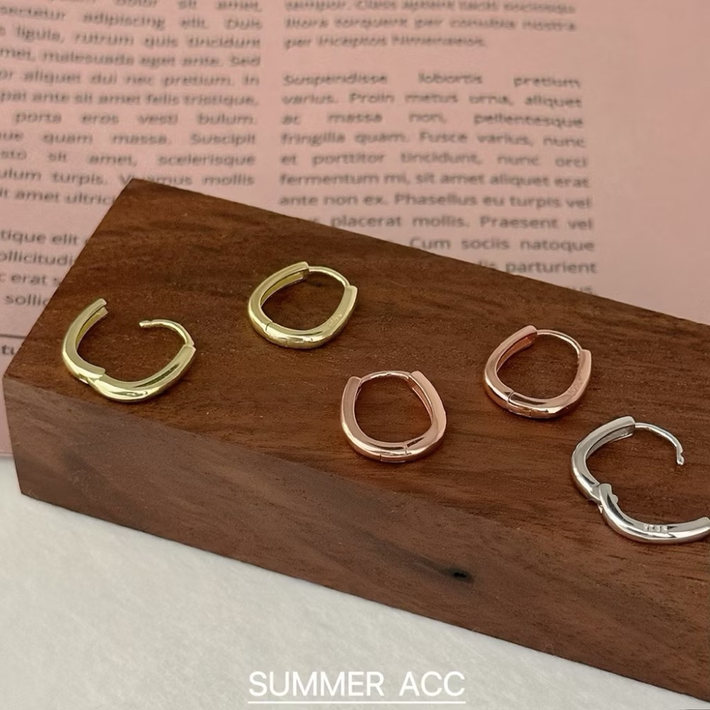 SUMMER韓 銀飾💫［925純銀］簡約矩形耳扣 很百搭 易扣式耳環 圈圈耳環 正韓 純銀耳環 純銀飾品-細節圖5