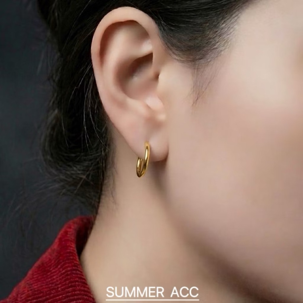 SUMMER韓 銀飾💫［925純銀］簡約矩形耳扣 很百搭 易扣式耳環 圈圈耳環 正韓 純銀耳環 純銀飾品-細節圖6