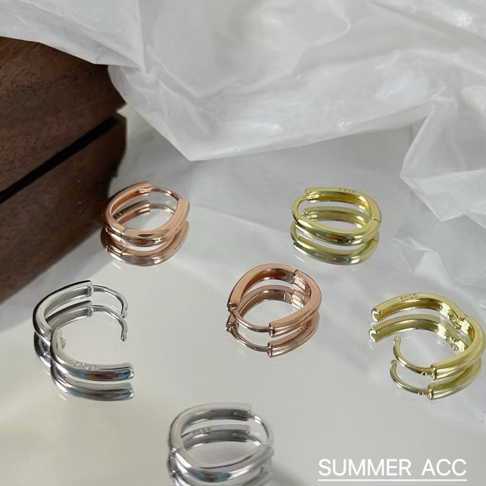 SUMMER韓 銀飾💫［925純銀］簡約矩形耳扣 很百搭 易扣式耳環 圈圈耳環 正韓 純銀耳環 純銀飾品-細節圖8