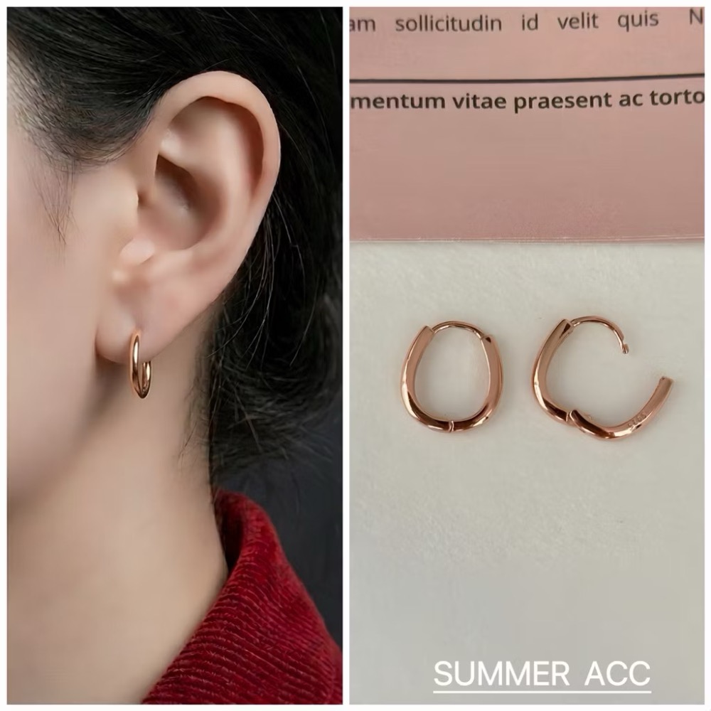 SUMMER韓 銀飾💫［925純銀］簡約矩形耳扣 很百搭 易扣式耳環 圈圈耳環 正韓 純銀耳環 純銀飾品-規格圖8