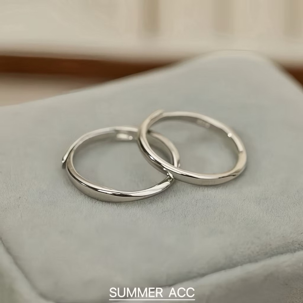 SUMMER 銀飾💫［925純銀］極簡線條情侶對戒 純銀戒指 情人節 求婚 閨蜜 純銀飾品-細節圖2