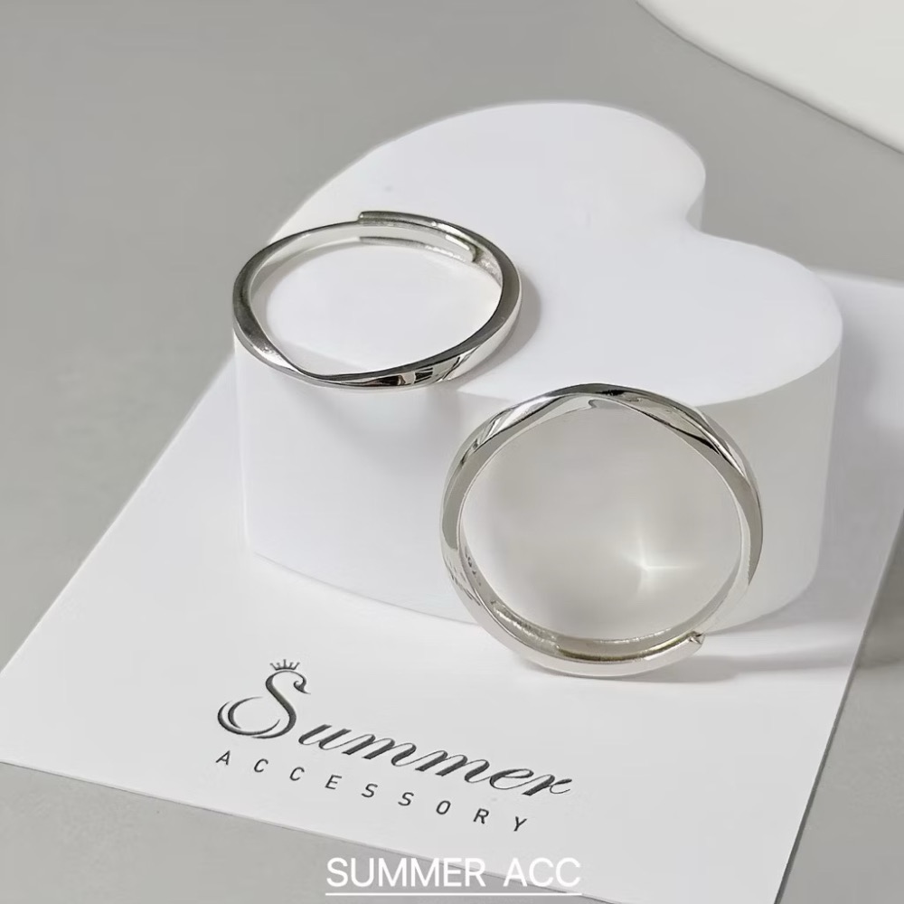 SUMMER 銀飾💫［925純銀］極簡線條情侶對戒 純銀戒指 情人節 求婚 閨蜜 純銀飾品-細節圖4