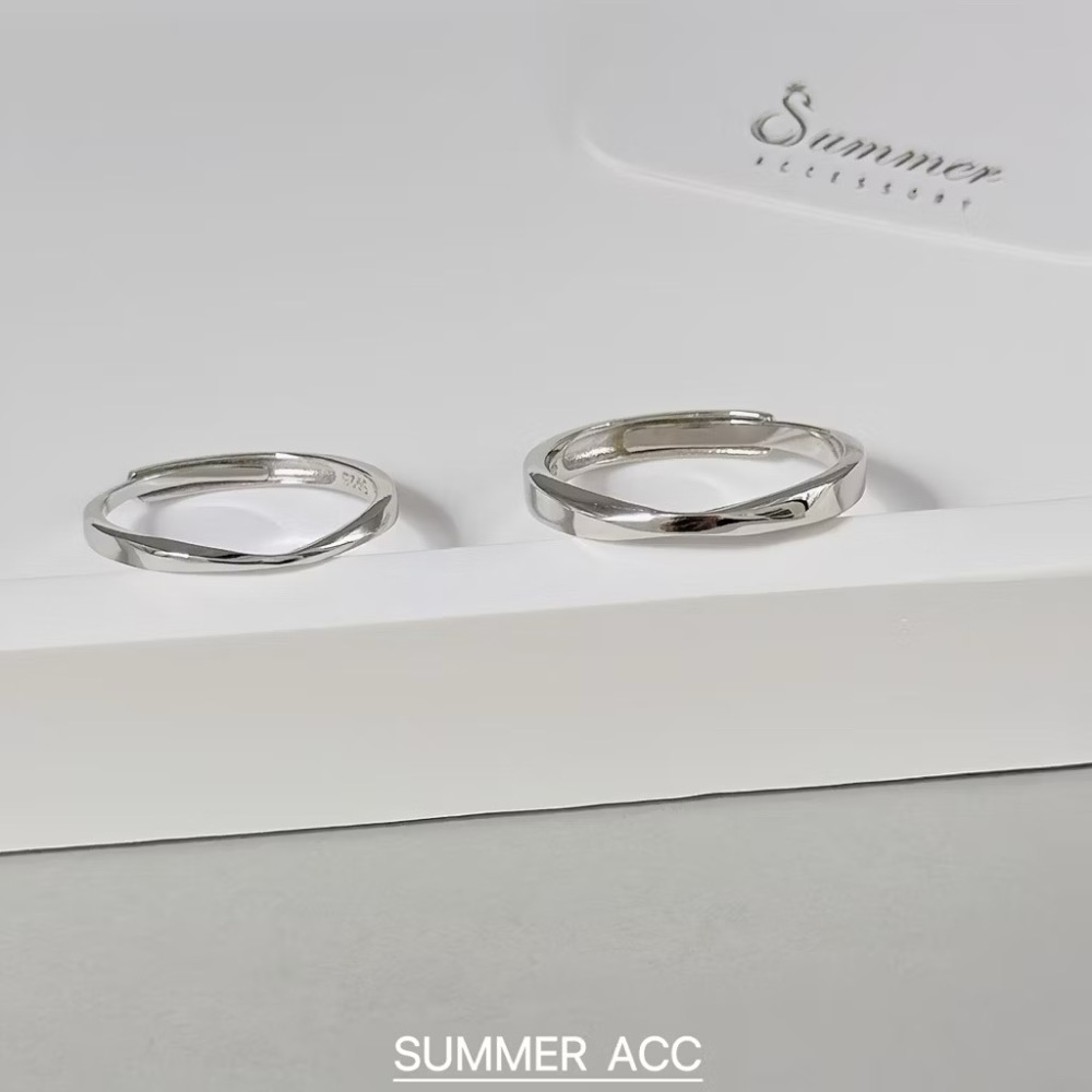 SUMMER 銀飾💫［925純銀］極簡線條情侶對戒 純銀戒指 情人節 求婚 閨蜜 純銀飾品-細節圖6