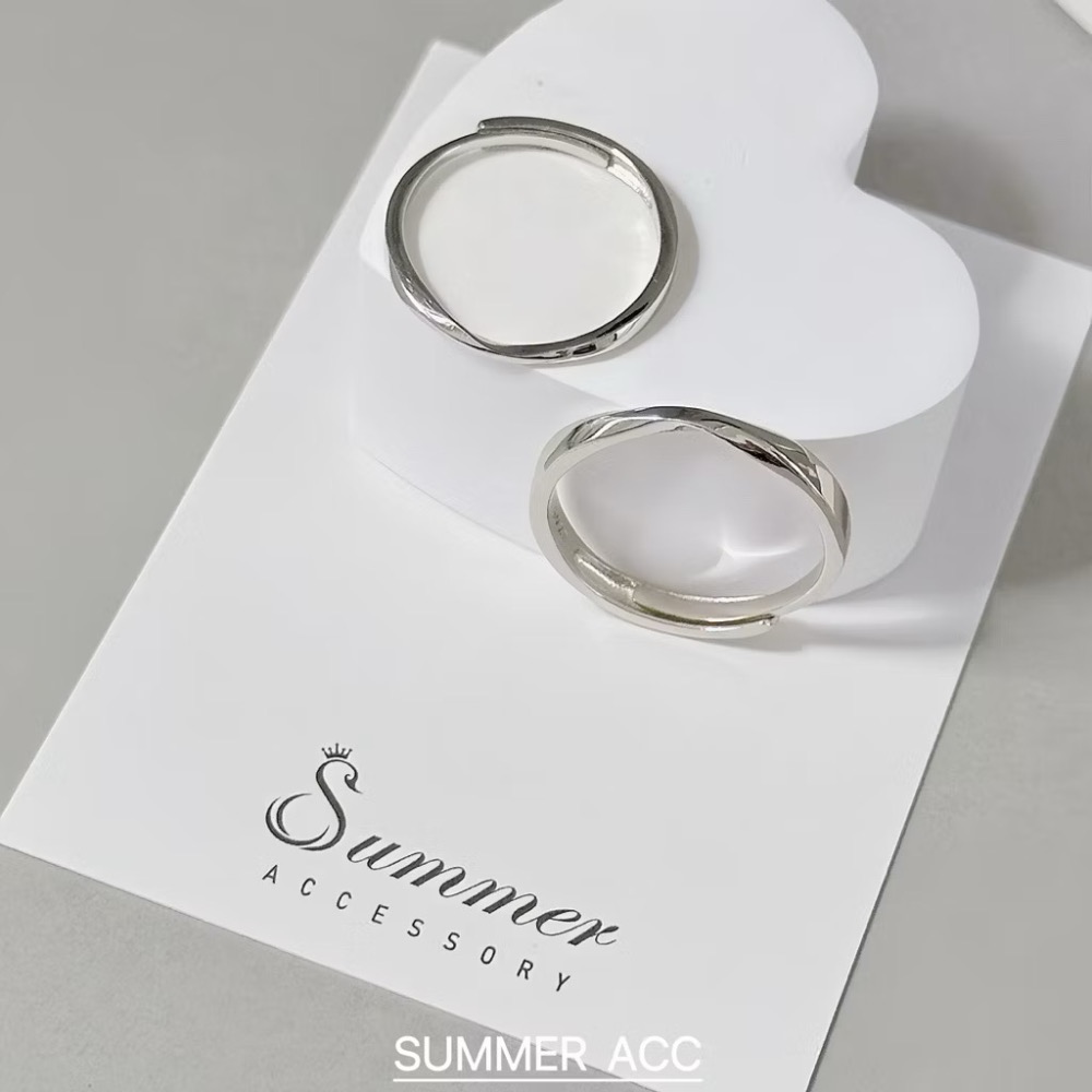 SUMMER 銀飾💫［925純銀］極簡線條情侶對戒 純銀戒指 情人節 求婚 閨蜜 純銀飾品-細節圖8